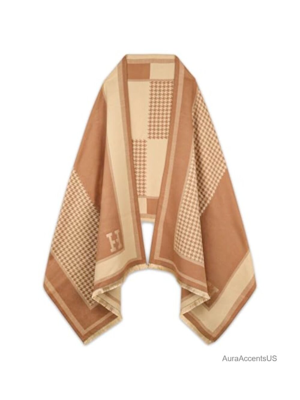 Pashmina Texture Silky Shawl Wrap Evening Poncho Cape Blanket Open Front